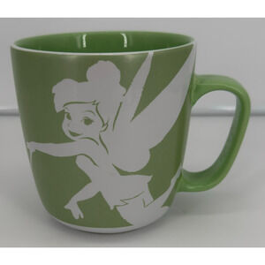Disney Store Tinker Bell Silhouette Two-Tone Green White 16 oz Mug NEW